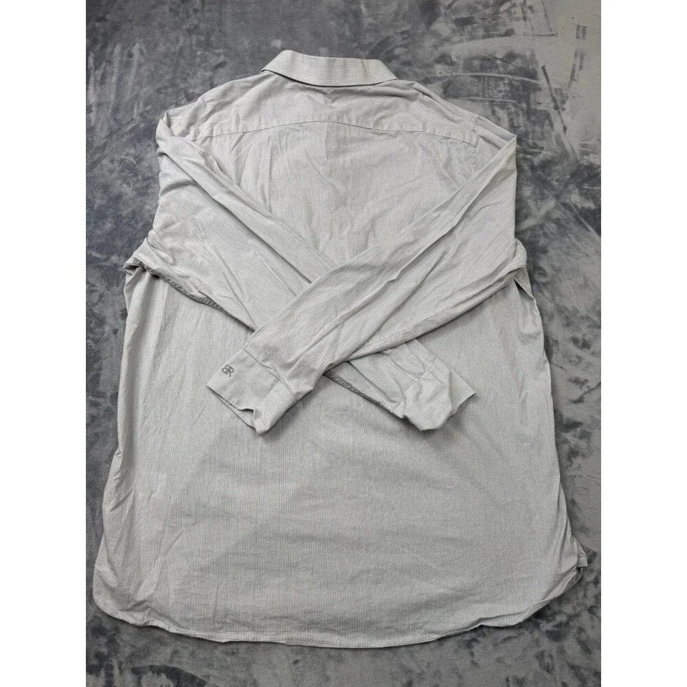 Banana Republic Mens Button Up Shirt Slim Fit Size XXL 2XL White Stripped